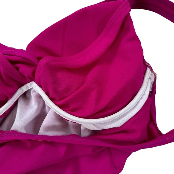 Lauren Ralph Lauren Beach Club Twisted One Piece Swimsuit Magenta Size 10 NWT - Picture 6 of 12